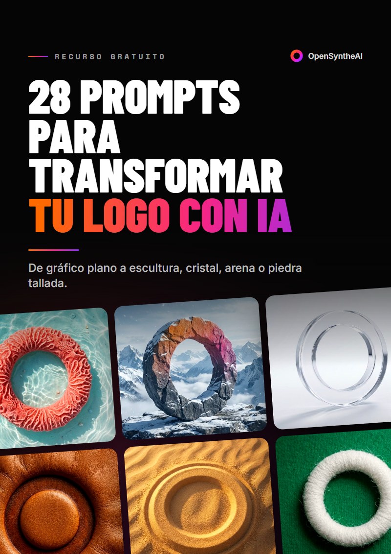 Portada de la guía de OpenSyntheAI: 28 prompts para transformar tu logo con IA