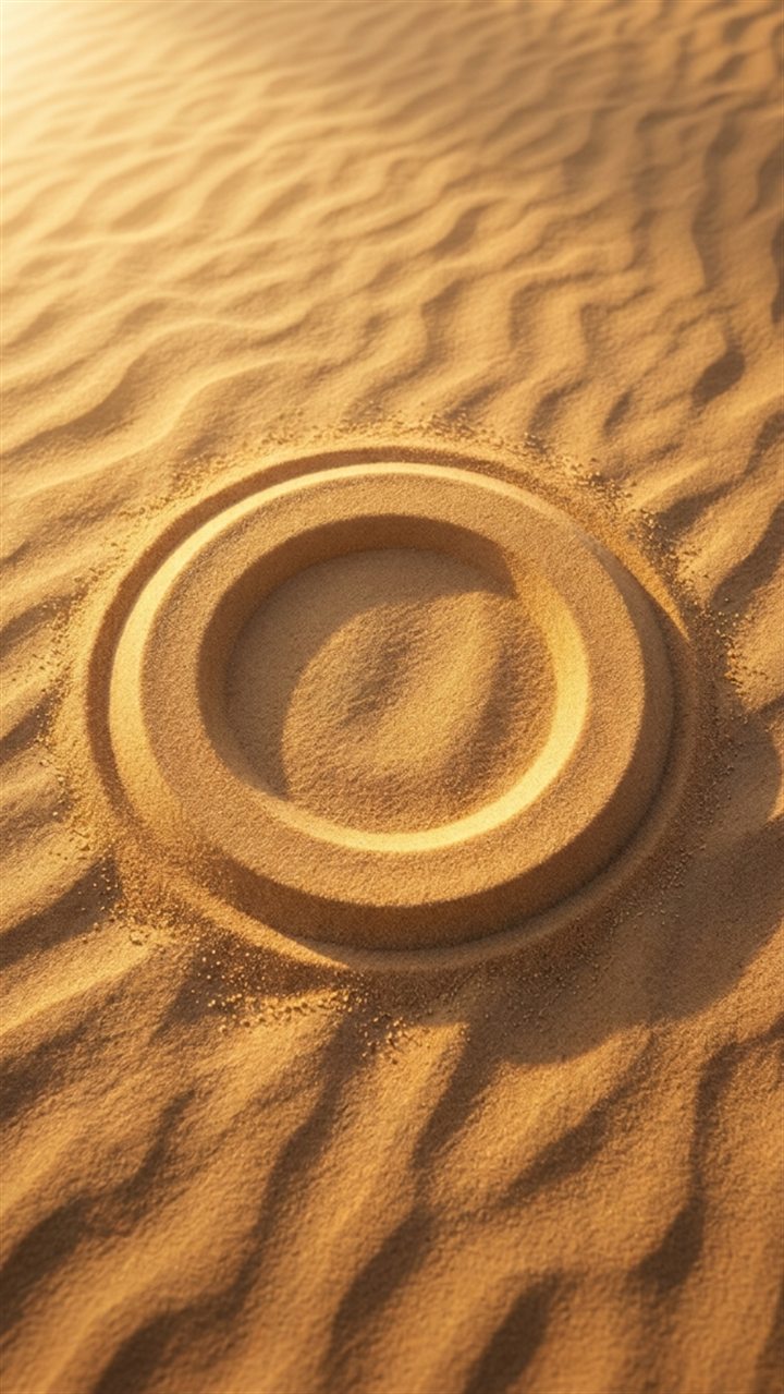 El anillo de OpenSyntheAI en logo formado en arena dorada
