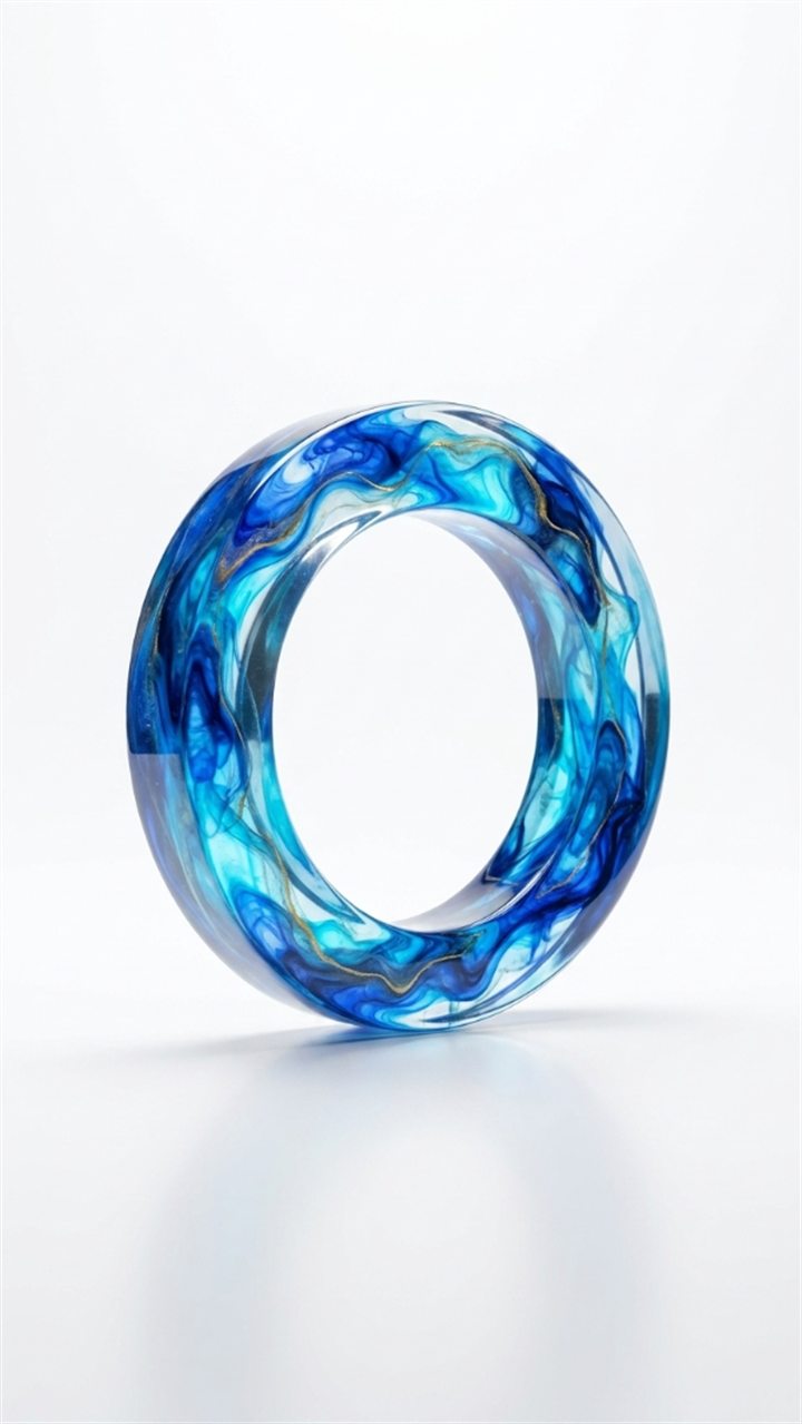El anillo de OpenSyntheAI en resina azul marmoleada